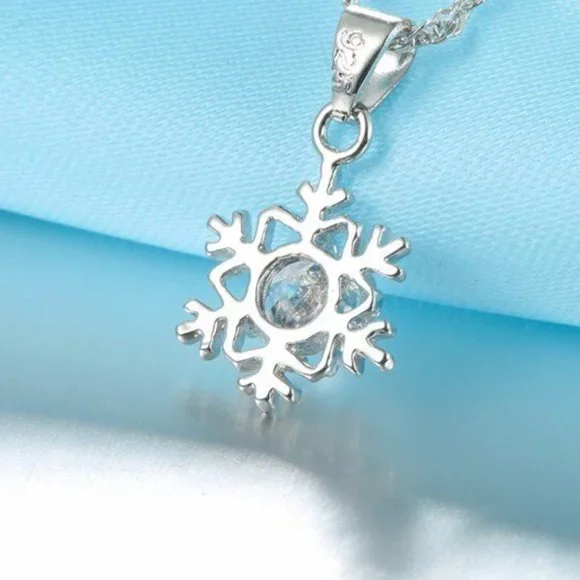 🌟 925 Sterling Silver Necklace Earrings Snowflake Set Drop - Picture 5 of 7